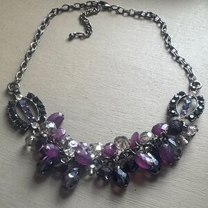 Purple Crystal Cluster Statement Necklace - Women Jewelry